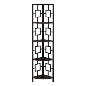 Bookshelf Etagere Corner 4 Tier 62&quotH Office Bedroom Metal Brown