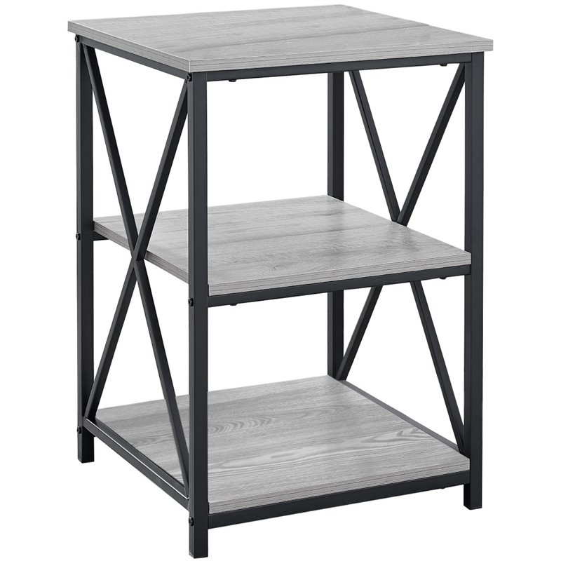 Accent Table Side End Nightstand Lamp Living Room Bedroom Metal Grey