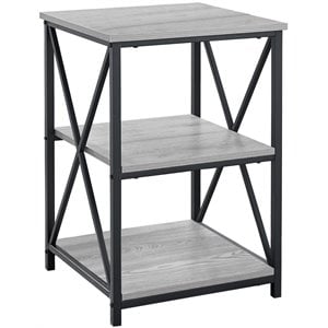 Accent Table Side End Nightstand Lamp Living Room Bedroom Metal Grey