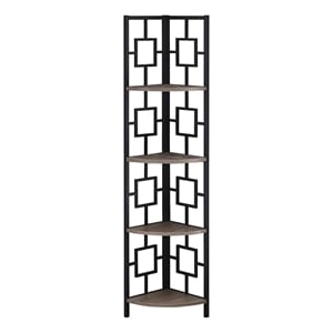 Bookshelf Etagere Corner 4 Tier 62&quotH Office Bedroom Metal Brown