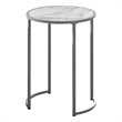 Accent Table Side Round End Lamp Bedroom Metal White Marble Look