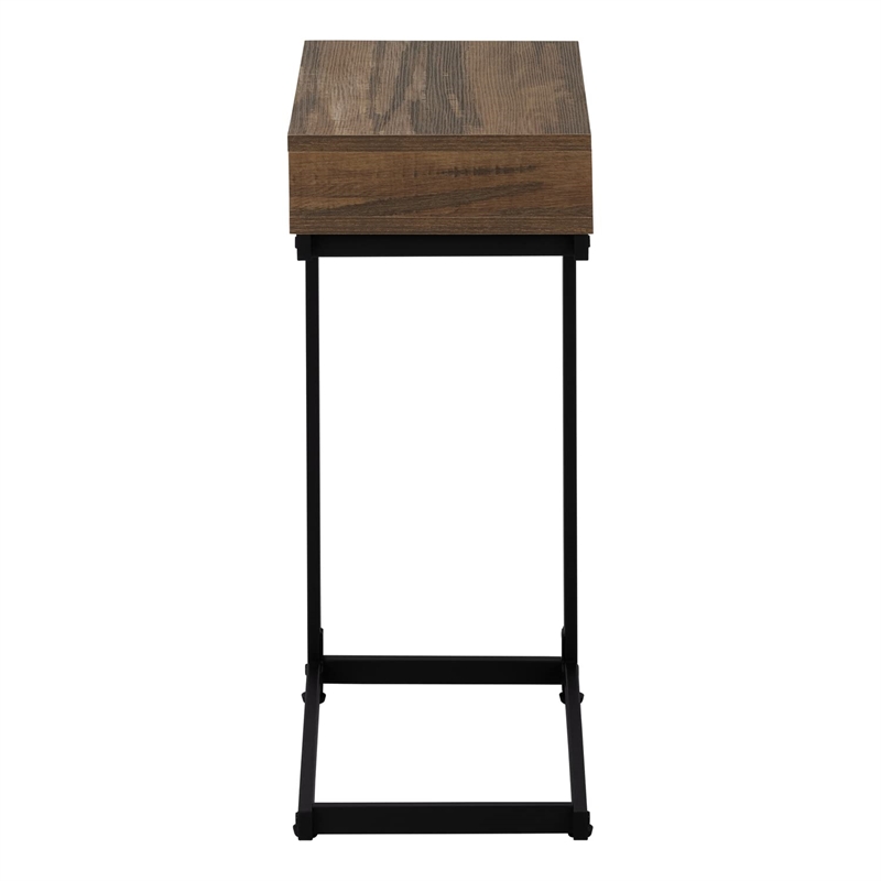 Accent Table C-shaped End Side Snack Living Room Bedroom Metal Brown