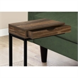 Accent Table C-shaped End Side Snack Living Room Bedroom Metal Brown