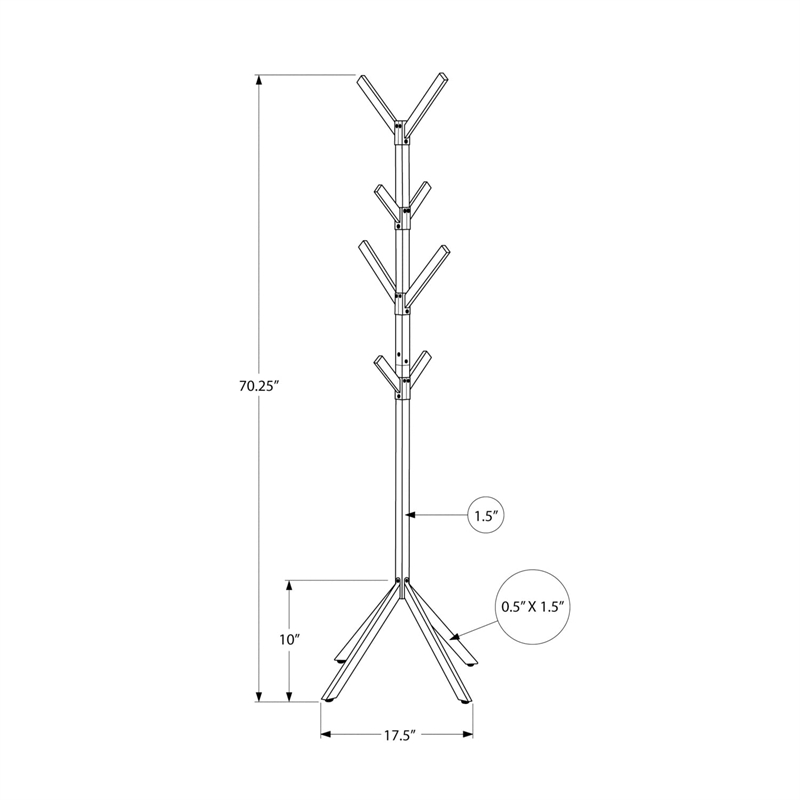 Coat Rack Hall Tree 8 Hooks Entryway 70