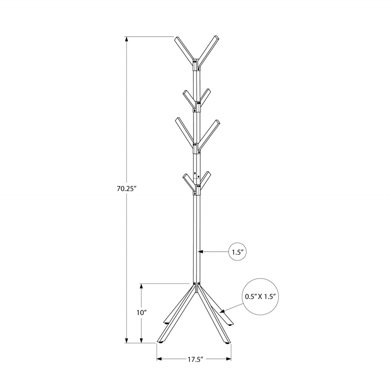 Coat Rack Hall Tree 8 Hooks Entryway 70