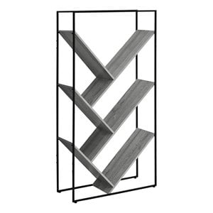 Bookshelf Bookcase Etagere 3 Tier 60&quotH Office Bedroom Metal Grey Black