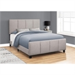 Bed Queen Size Platform Bedroom Frame Upholstered Linen Look Grey