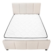 Bed Queen Size Platform Bedroom Frame Upholstered Linen Look Beige Black