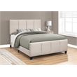Bed Queen Size Platform Bedroom Frame Upholstered Linen Look Beige Black