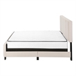 Bed Queen Size Platform Bedroom Frame Upholstered Linen Look Beige Black