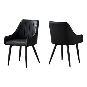 Dining Chair Set Of 2 Side Upholstered Kitchen Pu Leather Look Black