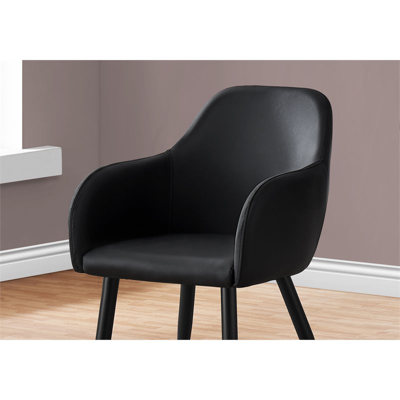 Dining Chair Set Of 2 Side Kitchen Dining Room Pu Leather Look Black