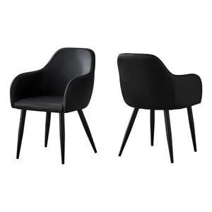 Dining Chair Set Of 2 Side Kitchen Dining Room Pu Leather Look Black
