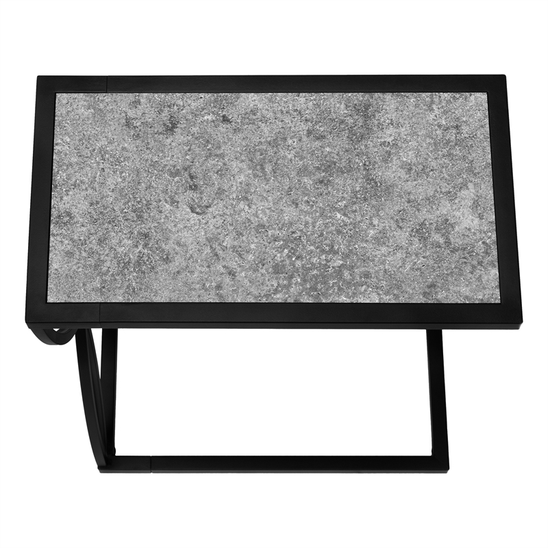 Accent Table C-shaped End Side Snack Living Room Bedroom Metal Grey
