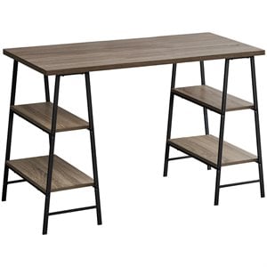 Computer Desk Home Office Laptop Storage Shelves 48&quotL Work Metal Brown