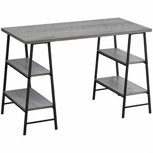 Computer Desk Home Office Laptop Storage Shelves 48&quotL Work Metal Grey