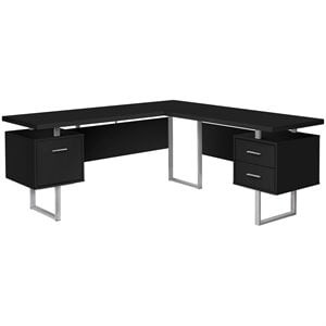 Computer Desk Home Office Corner 70&quotL L Shape Work Laptop Metal Black