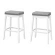 Bar Stool Set Of 2 Bar Height Saddle Seat Wood White/Gray