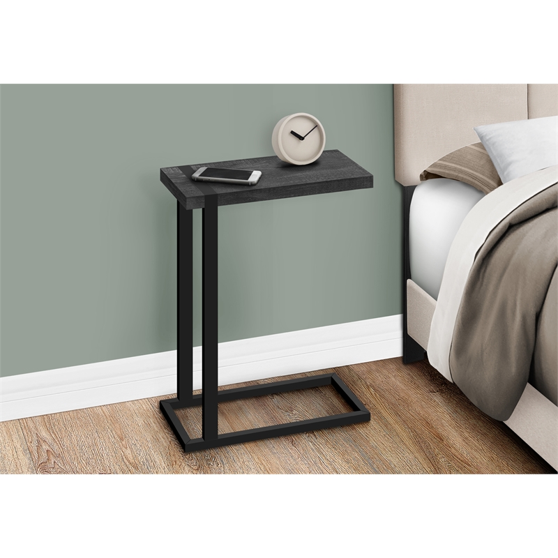 Accent Table C-shaped End Side Snack Living Room Bedroom Metal Black