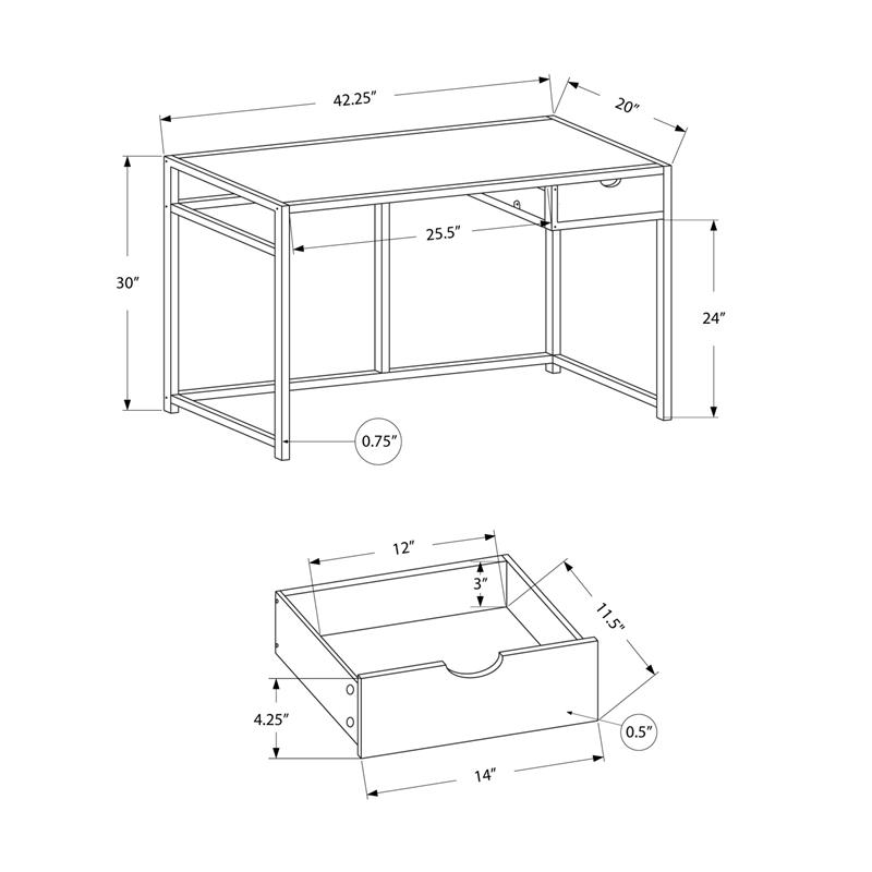 Computer Desk Home Office Laptop Storage Drawer 42