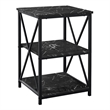Accent Table Side End Nightstand Lamp Bedroom Metal Black Marble Look