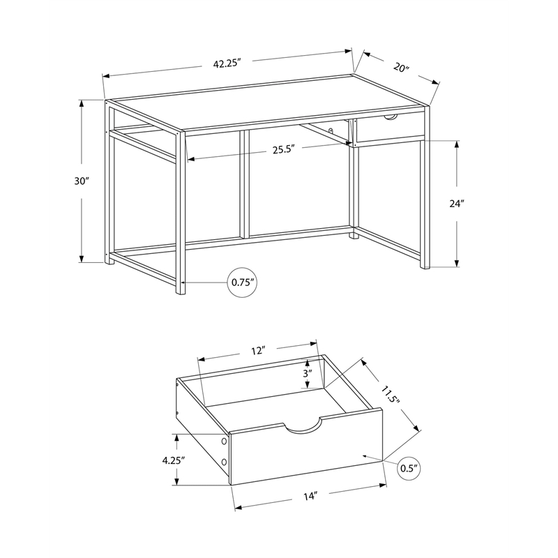Computer Desk Home Office Laptop Storage Drawer 42