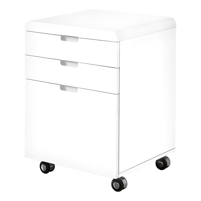 File Cabinet Printer Stand Office Work Laminate Glossy White