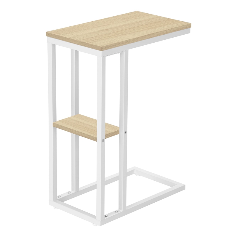 Accent Table C-shaped End Side Snack Living Room Bedroom Metal Natural