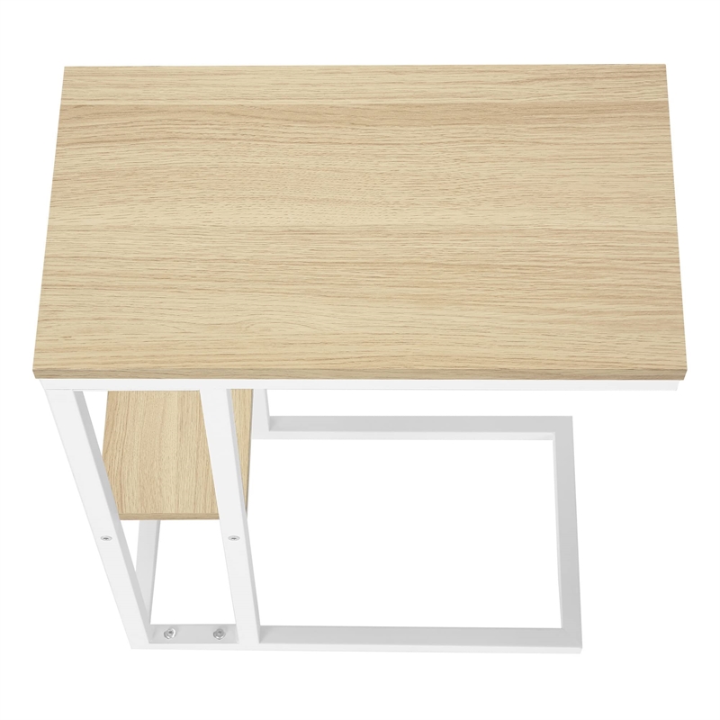 Accent Table C-shaped End Side Snack Living Room Bedroom Metal Natural