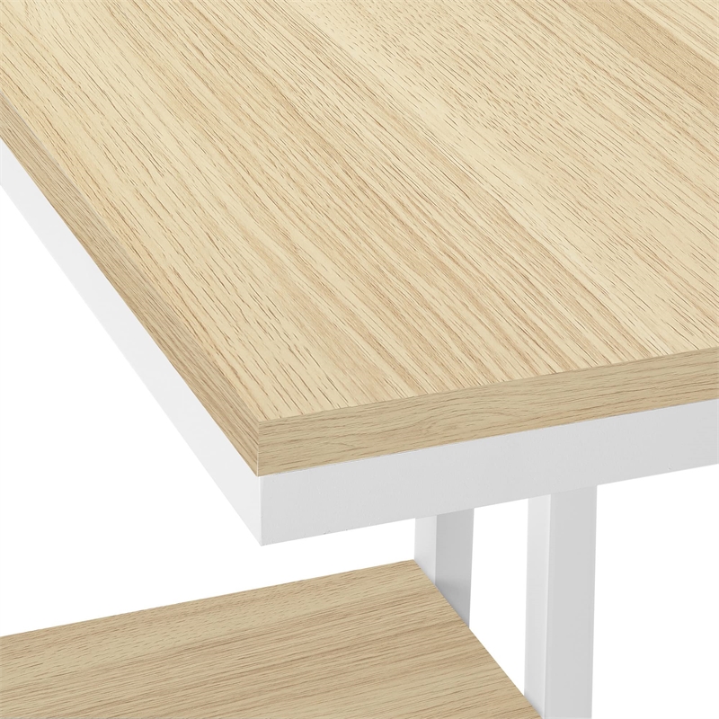 Accent Table C-shaped End Side Snack Living Room Bedroom Metal Natural