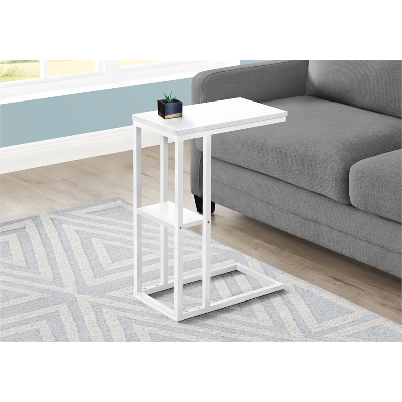 Monarch C-shaped Accent Table in Metal White