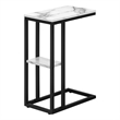 Monarch C-shaped Accent Table in Metal White Marble Look