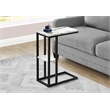Monarch C-shaped Accent Table in Metal White Marble Look