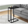 Accent Table C-shaped End Side Snack Bedroom Metal Black Marble Look