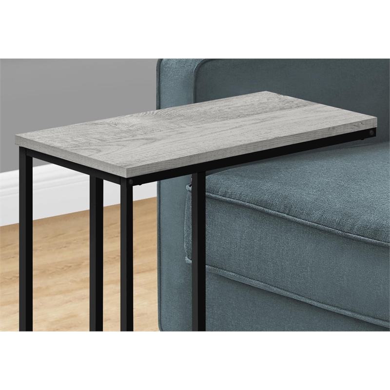 Accent Table C-shaped End Side Snack Living Room Bedroom Metal Grey