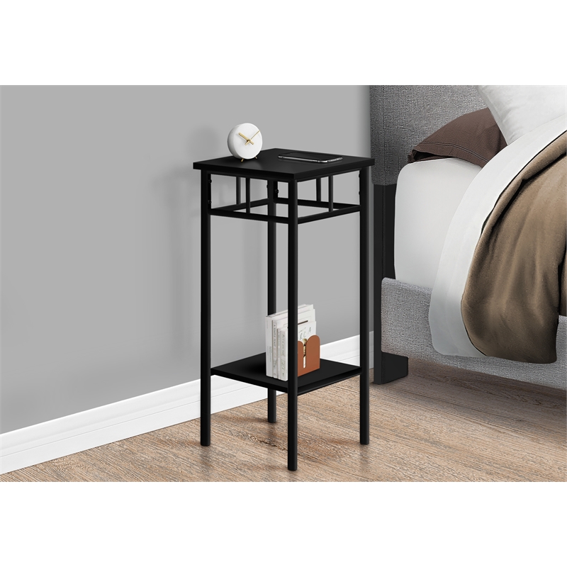 Accent Table Side End Plant Stand Square Living Room Bedroom Metal Black