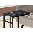 Monarch C-shaped Accent Table in Metal Black Marble Look