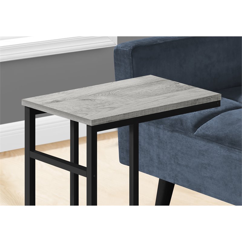 Accent Table C-shaped End Side Snack Living Room Bedroom Metal Grey