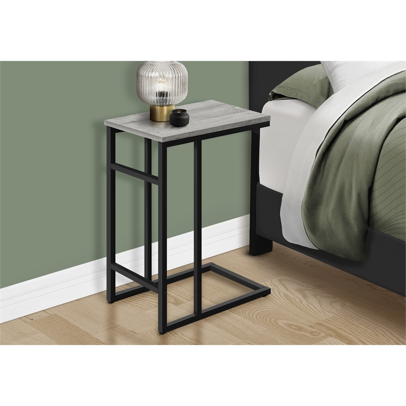 Accent Table C-shaped End Side Snack Living Room Bedroom Metal Grey