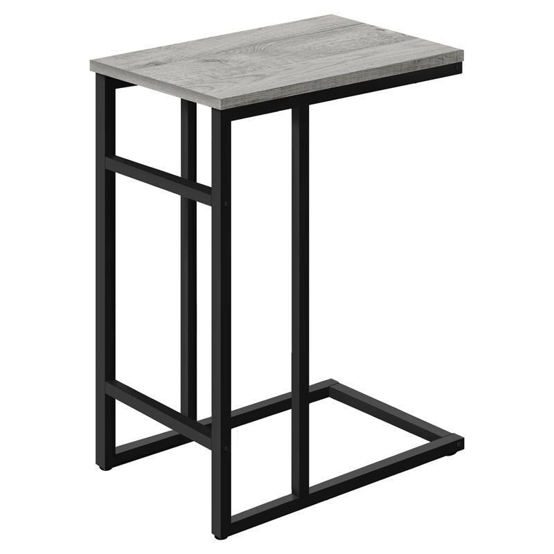 Accent Table C-shaped End Side Snack Living Room Bedroom Metal Grey