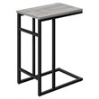 Accent Table C-shaped End Side Snack Living Room Bedroom Metal Grey