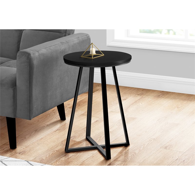 Accent Table Side Round End Nightstand Lamp Bedroom Metal Black