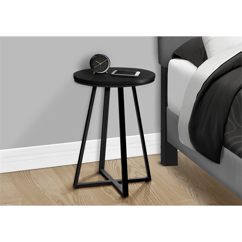Accent Table Side Round End Nightstand Lamp Bedroom Metal Black