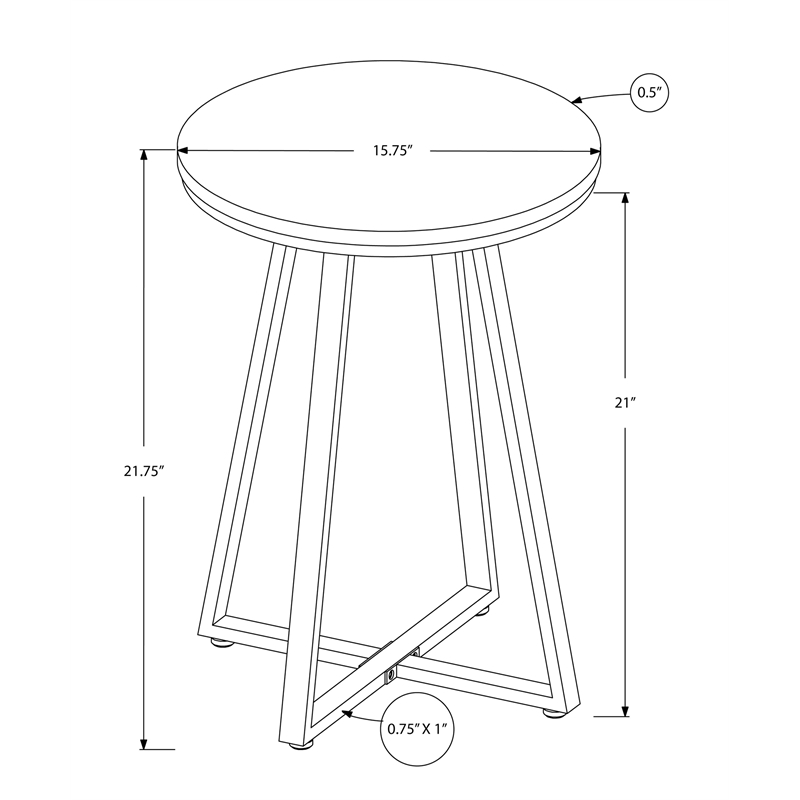 Accent Table Side Round End Nightstand Lamp Bedroom Metal Black