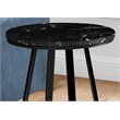 Accent Table Side Round End Lamp Bedroom Metal Black Marble Look