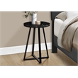Accent Table Side Round End Lamp Bedroom Metal Black Marble Look