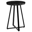Accent Table Side Round End Lamp Bedroom Metal Black Marble Look
