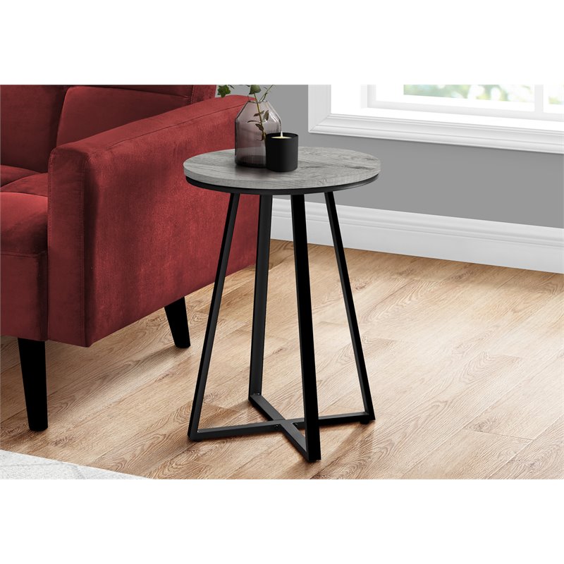 Accent Table Side Round End Nightstand Lamp Bedroom Metal Grey
