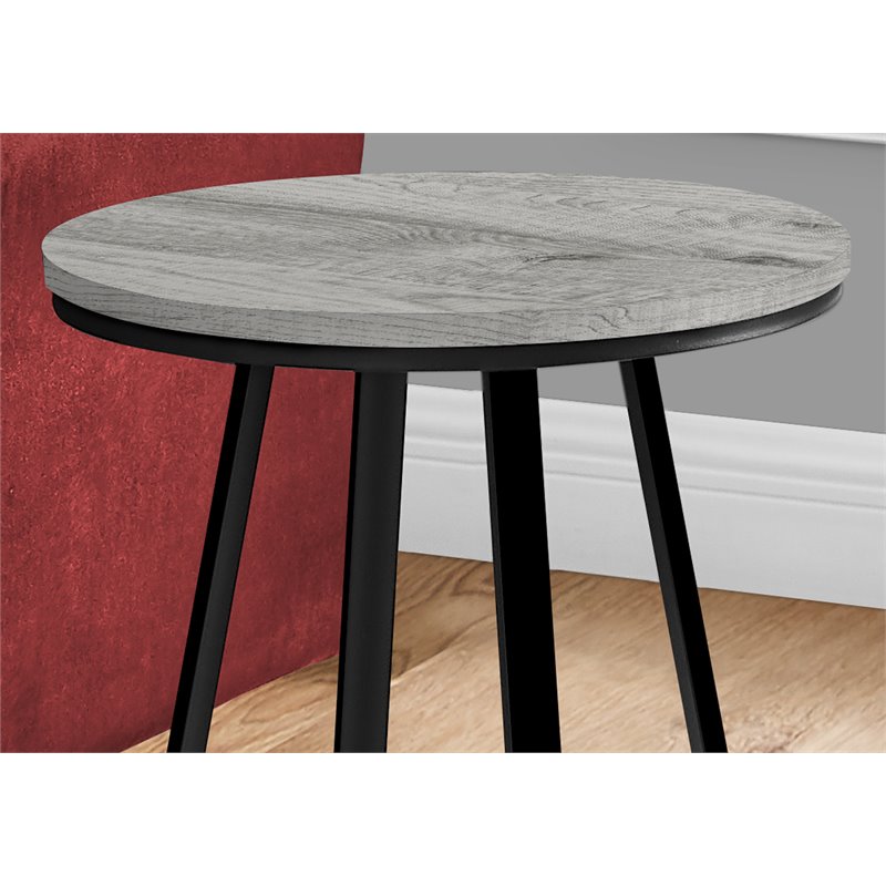 Accent Table Side Round End Nightstand Lamp Bedroom Metal Grey