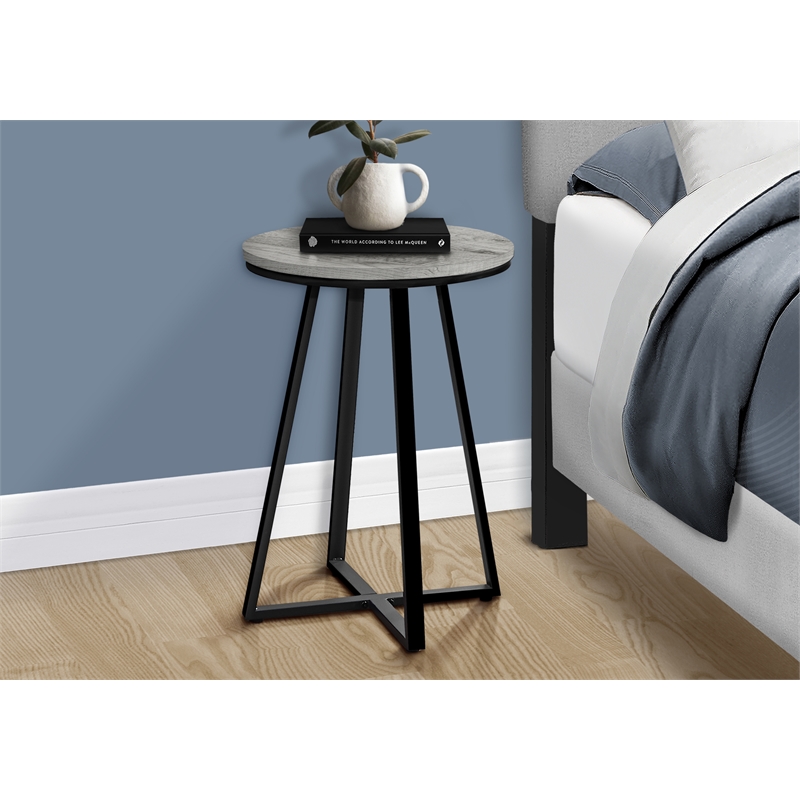 Accent Table Side Round End Nightstand Lamp Bedroom Metal Grey